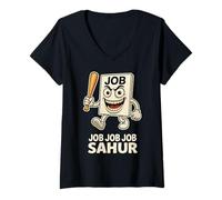 Mujer Trabajo Trabajo Trabajo Sahur - Funny Sahur Brain Rot Kids Gaming Meme Camiseta Cuello V