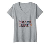 Mujer Track Life Track and Field Athlete Running Track Camiseta Cuello V