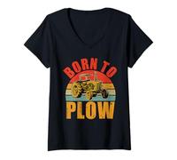 Mujer Tractor Nacido para arar Camiseta Cuello V