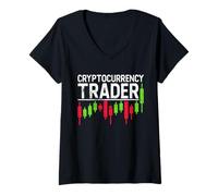 Mujer Trader de criptomonedas - Trading de criptomonedas para Comerciantes de futuros Camiseta Cuello V