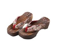 Mujer Tradicionales Japonesas Zuecos Zapatillas,Talón Chanclas Estilo Japonés de Dos Dientes Madera Zapatillas,Tradicionales Japonesas Zuecos Zapatillas(Size:EU 40,Color:Rosa)