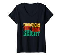 Mujer Tradiciones Que Brillan Camiseta Cuello V