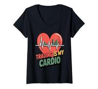 Mujer Trading Is My Cardio Heart Loving Trader Analistas Camiseta Cuello V