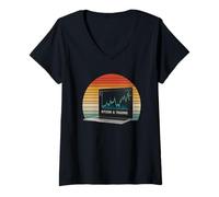 Mujer trading trader sats blockchain finanzas mercado monetario Bitcoin Camiseta Cuello V