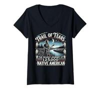 Mujer Trail of Tears El Viaje Mortal de los nativos Americanos Camiseta Cuello V