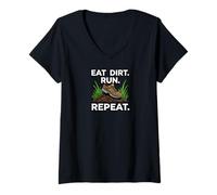 Mujer Trail Runner Eat Dirt Run Repeat XC Athlete Camiseta Cuello V