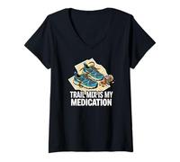 Mujer Trail Runner Hiker Trail Mix Is My Medication Camiseta Cuello V