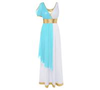 Mujer Traje Cosplay Reina Gladiadora Toga Griega Roba Larga Árabe Azul S