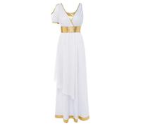 Mujer Traje Cosplay Reina Gladiadora Toga Griega Roba Larga Árabe Blanco XXL