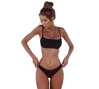 Mujer Traje De Baño Curvy Swimwear Brasileño Beachwear Dos Piezas Playa Sexy Push Up Bikini Sets Hot Tallas Grandes Elástico Trajes De Baño Surf a Juego Ajustable Traje De Piscina, Negro , S