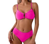 Mujer Traje De Baño Push Up Curvy Cintura Alta Bikini de Dos Piezas Verano Ruched Brasileño Cuello en V Sexy Beachwear Caliente Clásico Vacaciones Trajes De Playa Ajustable Elástico a Juego Traje