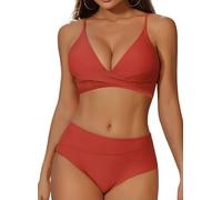 Mujer Traje De Baño Push up Sujetador Mujer Bikinis Brasileños De Tanga De Cintura Baja Trajes Halter Sexy Sólido Traje de Baño Bañador de Dos Piezas Cintura Alta Conjunto Bikini