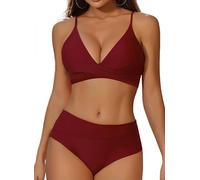 Mujer Traje De Baño Push up Sujetador Mujer Bikinis Brasileños De Tanga De Cintura Baja Trajes Halter Sexy Sólido Traje de Baño Bañador de Dos Piezas Cintura Alta Conjunto Bikini