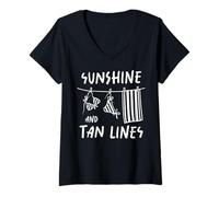 Mujer Traje de baño Sunshine and Tan Lines para Vacaciones en la Playa y Verano Camiseta Cuello V