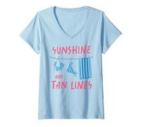 Mujer Traje de baño Sunshine and Tan Lines para Vacaciones en la Playa y Verano Camiseta Cuello V