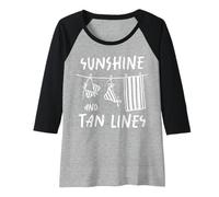 Mujer Traje de baño Sunshine and Tan Lines para Vacaciones en la Playa y Verano Camiseta Manga Raglan