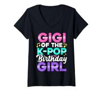 Mujer Traje de Fiesta de cumpleaños de Gigi of The Anime K Pop Girl Grandma Camiseta Cuello V