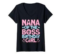 Mujer Traje de Fiesta de cumpleaños de Nana of The Boss como una Nana jefa Camiseta Cuello V