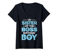 Mujer Traje de Fiesta de cumpleaños de Sister of The Boss Like A Boss Sister Camiseta Cuello V