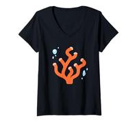 Mujer Traje de invertebrados Marinos de Coral Camiseta Cuello V