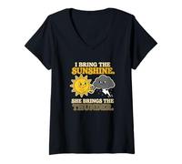 Mujer Traje de Pareja I Bring The Sunshine She Brings The Thunder Camiseta Cuello V