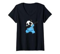 Mujer Traje Exfoliante con Forma de Oso Panda para niño, Regalo de Amor, Impresionante y Divertido Camiseta Cuello V