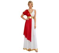 Mujer Traje Grecia Antigua Vestido Largo Toga Ateniense Cosplay Rojo S
