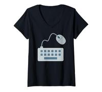 Mujer Traje Teclado y ratón Camiseta Cuello V