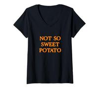 Mujer Trajes a Juego para Parejas de Acción de Gracias Not So Sweet Potato Camiseta Cuello V