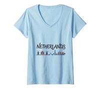 Mujer Trajes de Vacaciones de Viaje de Holanda Skyline Camiseta Cuello V