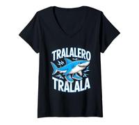 Mujer Tralalero Tralala Energetic Shark Fun Art Camiseta Cuello V