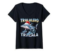 Mujer Tralalero Tralala Italian Brain Rot Italian Brainrot Meme Camiseta Cuello V