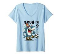 Mujer Tralalero Tralala Italian Brainrot Boy Soccer 9th Birthday Camiseta Cuello V