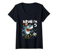 Mujer Tralalero Tralala Italian Brainrot Soccer 9th Birthday Camiseta Cuello V