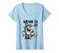 Mujer Tralalero Tralala Italian Brainrot Soccer 9th Birthday Camiseta Cuello V