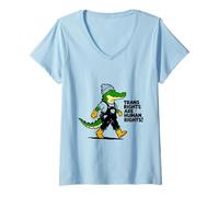 Mujer Trans Derechos Humanos Igualdad Cocodrilo Streetwear Diseño para Camiseta Cuello V