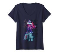 Mujer Transformers Optimus Prime El Futuro es yo Retro Camiseta Cuello V