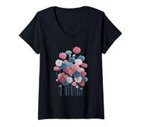 Mujer Transgender Floral Watercolor Flowers Trans Pride Colors Camiseta Cuello V