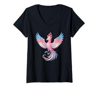 Mujer Transgender Phoenix Bird Trans Pride Flag Rising From Ashes Camiseta Cuello V