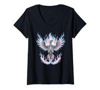 Mujer Transgender Phoenix Halloween Trans Flag Rising from Ashes Camiseta Cuello V