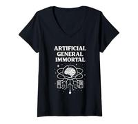 Mujer Trascendencia de Conciencia Artificial General Inmortal AGI Camiseta Cuello V