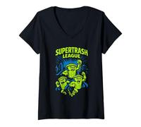 Mujer Trash Day Funny Garbage Truck Gestión de residuos Suburban Dad Camiseta Cuello V