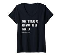 Mujer Trata a los demás como quieres ser tratado con versículo bíblico Camiseta Cuello V
