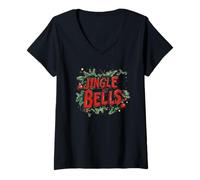 Mujer Travieso Jingle my Bells Speech Emblema Camiseta Cuello V