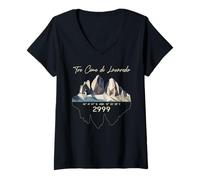 Mujer tre Cime Di Lavaredo Dolomitas Tirol del Sur Italia Montaña Camiseta Cuello V
