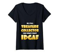 Mujer Treasure Collector Idgaf Pirate Hunter Gold Coin Collections Camiseta Cuello V