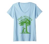 Mujer Tree Hugger Kid Hugging a Tree Earth Day Camiseta Cuello V