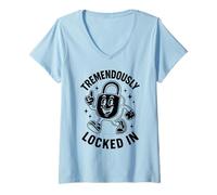 Mujer Tremendamente encerrado en un trabajo motivacional resiliente enfocado Camiseta Cuello V