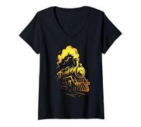 Mujer Tren de Vapor Graffiti Street Artwork Camiseta Cuello V