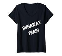 Mujer Tren fugitivo Camiseta Cuello V